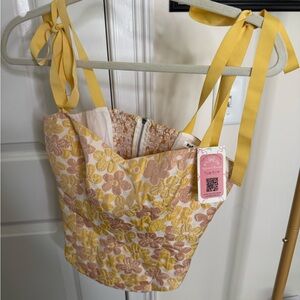 Reformation Bustier Top in Yellow & Pink